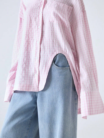 Fashionable Plaid Long Sleeve Blouse For Women Fashionable Plaid Long Sleeve Blouse For Women