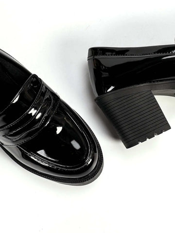 Minimalist Chunky Heeled Penny Loafers Minimalist Chunky Heeled Penny Loafers