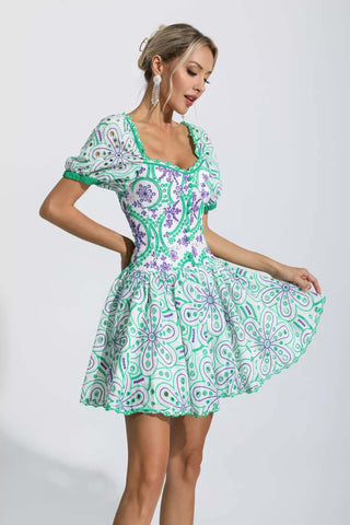 Mira Green Floral Hollow Out Mini Dress Mira Green Floral Hollow Out Mini Dress
