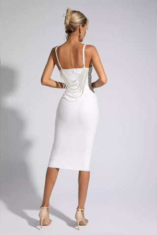 Miracle White Pearl Embellished Dress Miracle White Pearl Embellished Dress