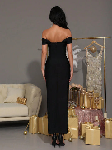 Modphy New Women's Sexy Sleeveless Backless Long Dress With Sparkling Rhinestone Decor, Elegant Formal Dance Party Gown Modphy New Women's Sexy Sleeveless Backless Long Dress With Sparkling Rhinestone Decor, Elegant Formal Dance Party Gown