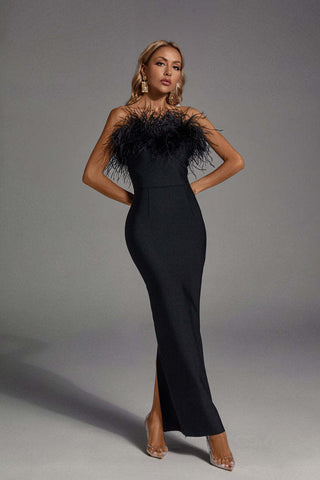 Naomi White Feather Tassel Maxi Dress Naomi White Feather Tassel Maxi Dress