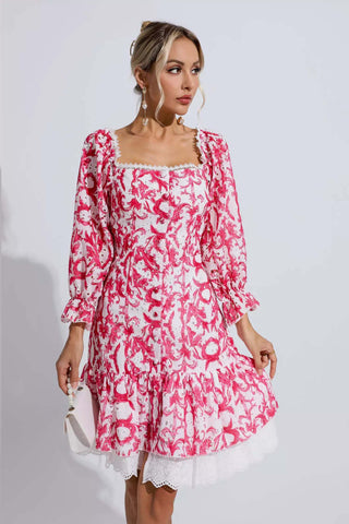 Navy Red Floral Off Shoulder Dress Navy Red Floral Off Shoulder Dress