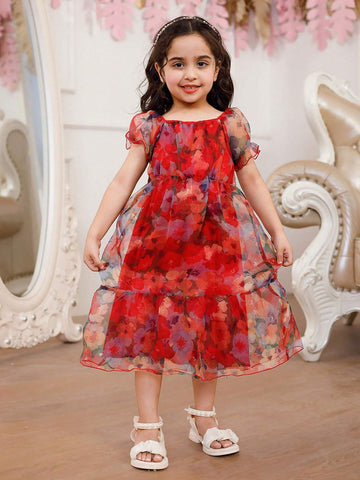 New Arrival Girls' Waist-Cinching Slimming Floral Dress, Sibling Outfits Matching Outfits (3 Pieces Sold Separately) New Arrival Girls' Waist-Cinching Slimming Floral Dress, Sibling Outfits Matching Outfits (3 Pieces Sold Separately)