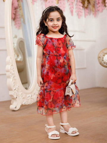 New Arrival Girls' Waist-Cinching Slimming Floral Dress, Sibling Outfits Matching Outfits (3 Pieces Sold Separately) New Arrival Girls' Waist-Cinching Slimming Floral Dress, Sibling Outfits Matching Outfits (3 Pieces Sold Separately)