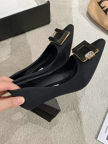 New Design Women's Black Pointed Toe High Heel Shoes For Work, Autumn 2024, Outfit & Thick Heel New Design Women's Black Pointed Toe High Heel Shoes For Work, Autumn 2024, Outfit & Thick Heel