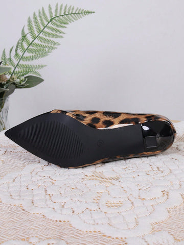 New European & American Style Leopard Print Patent Leather Pointed Toe High Heel Pumps, Sexy Colorblock New European & American Style Leopard Print Patent Leather Pointed Toe High Heel Pumps, Sexy Colorblock