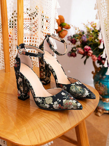 New Fashion Black High Heel Hollow Floral Pattern Pumps, Sexy Backless Stilettos Comfortable New Fashion Black High Heel Hollow Floral Pattern Pumps, Sexy Backless Stilettos Comfortable