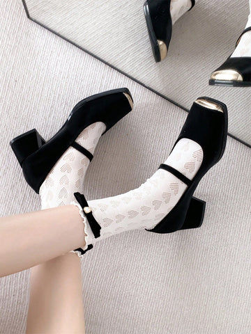 New Fashion Women's Shoes, Women's Colorblock Chunky Heel Pumps New Fashion Women's Shoes, Women's Colorblock Chunky Heel Pumps