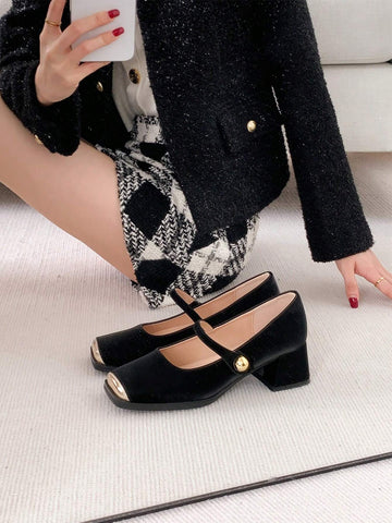 New Fashion Women's Shoes, Women's Colorblock Chunky Heel Pumps New Fashion Women's Shoes, Women's Colorblock Chunky Heel Pumps