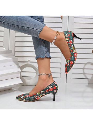 New Fashionable Comfortable Christmas Themed Pointed Toe Slip-On High Heel Women Shoes New Fashionable Comfortable Christmas Themed Pointed Toe Slip-On High Heel Women Shoes