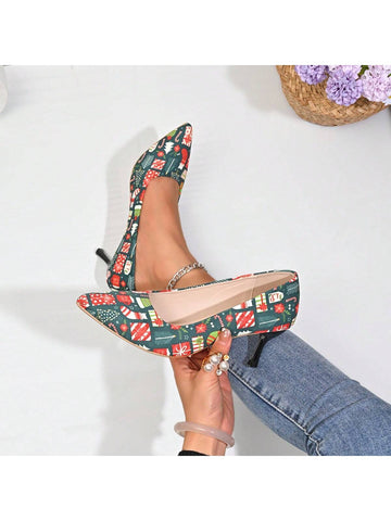 New Fashionable Comfortable Christmas Themed Pointed Toe Slip-On High Heel Women Shoes New Fashionable Comfortable Christmas Themed Pointed Toe Slip-On High Heel Women Shoes
