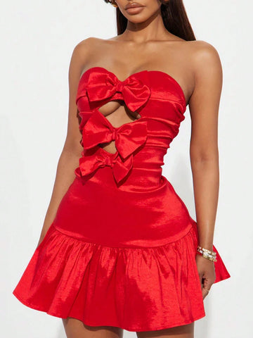 New Fashionable Sexy Bow Decor Women Dress New Fashionable Sexy Bow Decor Women Dress