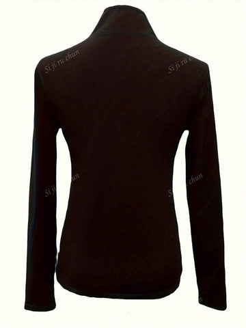 New Hollow Out Vintage Chinese Style Stand Collar Long Sleeve Fitted T-Shirt Top For Women, Spring/Autumn New Hollow Out Vintage Chinese Style Stand Collar Long Sleeve Fitted T-Shirt Top For Women, Spring/Autumn