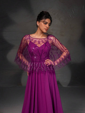 New Lace Shawl Collar Elegant Cocktail Dress, Mother Of The Bride Formal Gown With Shawl Included New Lace Shawl Collar Elegant Cocktail Dress, Mother Of The Bride Formal Gown With Shawl Included