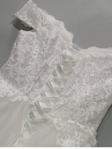 Off Shoulder Appliques Bodice Mesh Wedding Dress Off Shoulder Appliques Bodice Mesh Wedding Dress