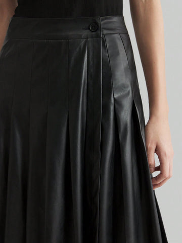 Ontre Elegant Retro Style Valentine's Date Night Layered Waist Black A-Line Skirt, Minimalist High-End, Spring Ontre Elegant Retro Style Valentine's Date Night Layered Waist Black A-Line Skirt, Minimalist High-End, Spring