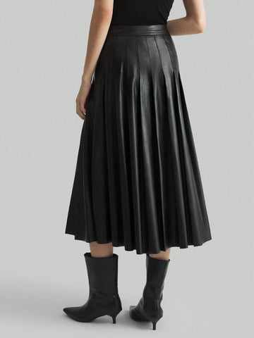 Ontre Elegant Retro Style Valentine's Date Night Layered Waist Black A-Line Skirt, Minimalist High-End, Spring Ontre Elegant Retro Style Valentine's Date Night Layered Waist Black A-Line Skirt, Minimalist High-End, Spring
