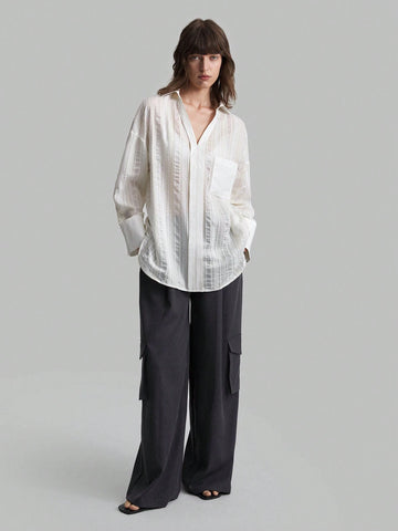 Ontre Solid Drop Shoulder Blouse Ontre Solid Drop Shoulder Blouse