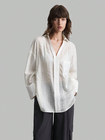 Ontre Solid Drop Shoulder Blouse Ontre Solid Drop Shoulder Blouse