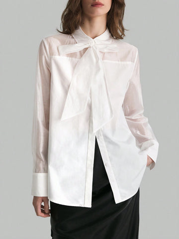 Women's Elegant Bow-Tie Blouse, Spring Autumn Women's Elegant Bow-Tie Blouse, Spring Autumn