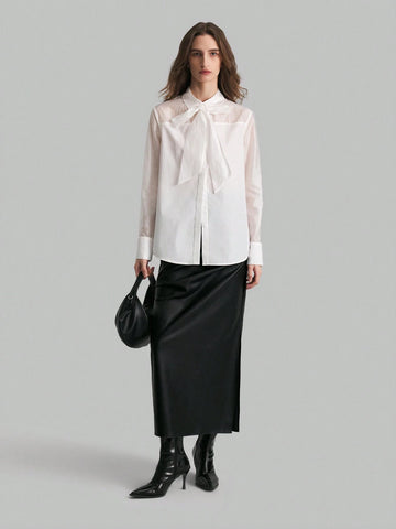 Women's Elegant Bow-Tie Blouse, Spring Autumn Women's Elegant Bow-Tie Blouse, Spring Autumn