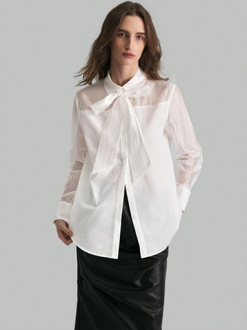 Women's Elegant Bow-Tie Blouse, Spring Autumn Women's Elegant Bow-Tie Blouse, Spring Autumn