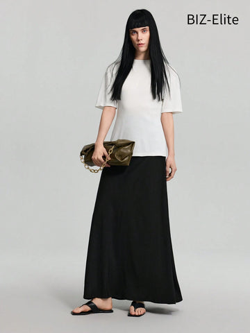 Women's Long A-Line Skirt, Elegant Black Ankle-Length Skirt, Essential Basic Skirt Women's Long A-Line Skirt, Elegant Black Ankle-Length Skirt, Essential Basic Skirt