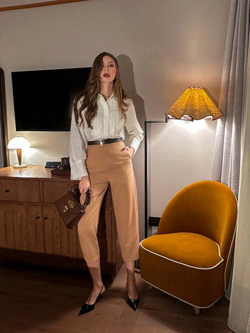 Pariaura Women's Solid Color Pocket Simple Casual Long Pants Pariaura Women's Solid Color Pocket Simple Casual Long Pants