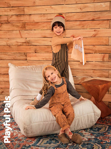 Playful Pals Young Girl Wide Strap All-Over Print Casual Jumpsuit Playful Pals Young Girl Wide Strap All-Over Print Casual Jumpsuit