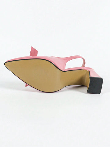 Plus Size Pink Bow Pointy Toe Chunky Heel Women Dress Shoes Valentines Plus Size Pink Bow Pointy Toe Chunky Heel Women Dress Shoes Valentines