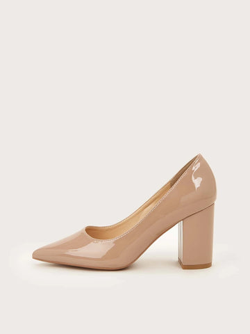 Point Toe Chunky Heeled Court Pumps Point Toe Chunky Heeled Court Pumps