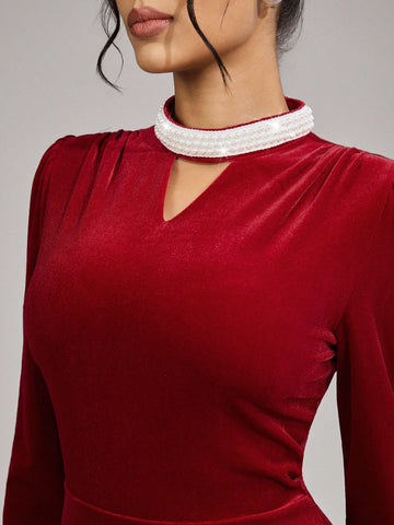 Poshira Women's Stand Collar Long Sleeve Hollow Simple Elegant Evening Gown Formal Party Dresses Autumn And Winter Black Sexy Mesh Long Sleeve Bridesmaid Dress Poshira Women's Stand Collar Long Sleeve Hollow Simple Elegant Evening Gown Formal Party Dresses Autumn And Winter Black Sexy Mesh Long Sleeve Bridesmaid Dress