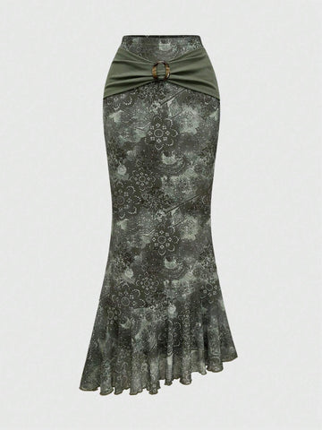 Fairycore Women's Hippie Vine Totem Rhinestone Skirt Fairycore Women's Hippie Vine Totem Rhinestone Skirt