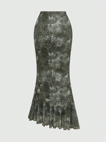 Fairycore Women's Hippie Vine Totem Rhinestone Skirt Fairycore Women's Hippie Vine Totem Rhinestone Skirt