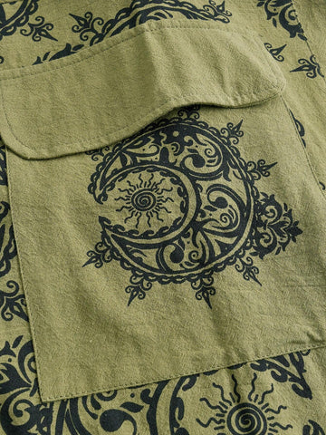 ROMWE Hippie Bohemian Elf Nepal Sun Moon Star Pattern Cargo Pants ROMWE Hippie Bohemian Elf Nepal Sun Moon Star Pattern Cargo Pants
