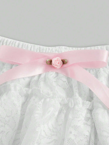 ROMWE Kawaii Women Lace Floral Ribbon Bowknot Rose Cake Layer Kawaii Shorts ROMWE Kawaii Women Lace Floral Ribbon Bowknot Rose Cake Layer Kawaii Shorts