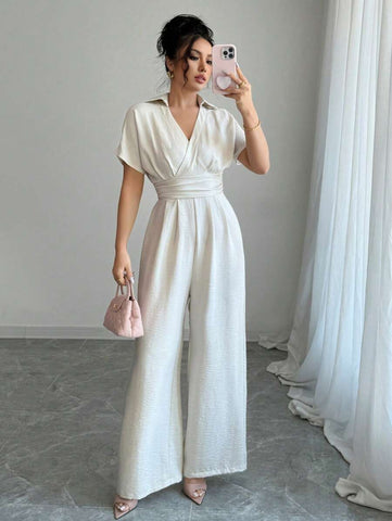 Rafferiza Apricot Linen Women's Boho Romantic Elegant Business Commuting Leisure Western Wear Old Money Style Holiday 2025 Spring And Summer Short Sleeves V-Neck Back Zipper Elastic Waist Loose Wide-Leg Jumpsuit Rafferiza Apricot Linen Women's Boho Romantic Elegant Business Commuting Leisure Western Wear Old Money Style Holiday 2025 Spring And Summer Short Sleeves V-Neck Back Zipper Elastic Waist Loose Wide-Leg Jumpsuit