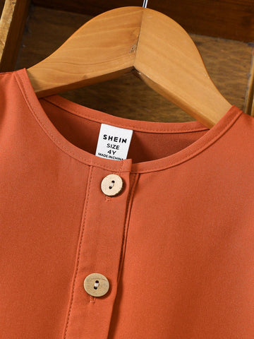 Ramadan Young Girl Children's Conservative Buttons And Ruffles Open-Front Long-Sleeved Long Dress Ramadan Young Girl Children's Conservative Buttons And Ruffles Open-Front Long-Sleeved Long Dress