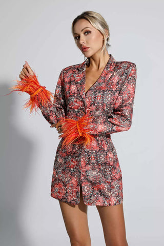 Remington Floral Feather Mini Dress Remington Floral Feather Mini Dress