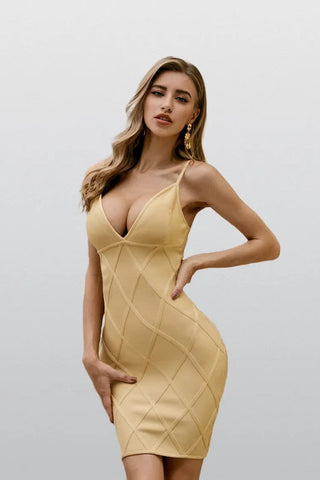 Rosalie Yellow Bandage Bodycon Dress Rosalie Yellow Bandage Bodycon Dress