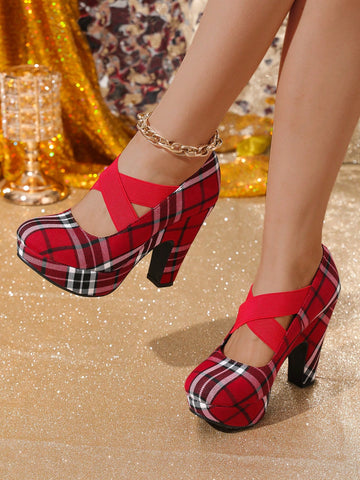 Round-Toe Mary Jane Women Shoes, Thick Heel Waterproof Platform High Heels Round-Toe Mary Jane Women Shoes, Thick Heel Waterproof Platform High Heels