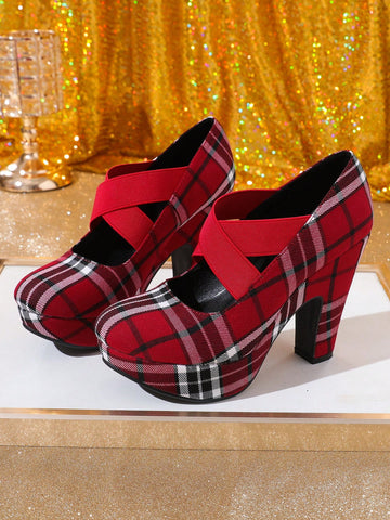 Round-Toe Mary Jane Women Shoes, Thick Heel Waterproof Platform High Heels Round-Toe Mary Jane Women Shoes, Thick Heel Waterproof Platform High Heels