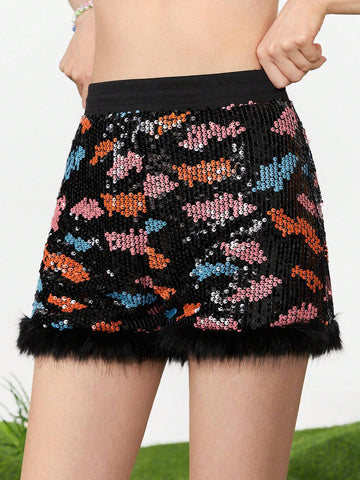 Neu Women's Sequin Frayed Hem Shorts Neu Women's Sequin Frayed Hem Shorts