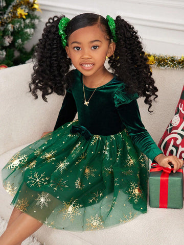 1pc Girls' Knitted Solid Color Fluffy Round Neck Patchwork Woven Net Mesh Combined Casual Dress 1pc Girls' Knitted Solid Color Fluffy Round Neck Patchwork Woven Net Mesh Combined Casual Dress