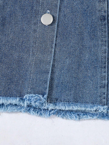 1pc Girls Toddler Denim Acid Wash Collared Button Down Cardigan, Casual For Spring & Autumn Wear, Suitable For Outings And Homewear. 1pc Girls Toddler Denim Acid Wash Collared Button Down Cardigan, Casual For Spring & Autumn Wear, Suitable For Outings And Homewear.