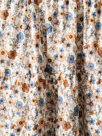 1pc Mother-Daughter Matching Casual All-Match Rural Floral Pattern Round Neck Long Sleeve Ruffle Hem Dress 1pc Mother-Daughter Matching Casual All-Match Rural Floral Pattern Round Neck Long Sleeve Ruffle Hem Dress