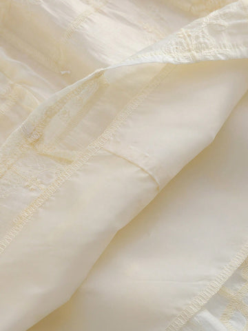 1pc Young Girl Apricot Lace Collar Loose A-Line Dress, Elegant And Sweet Party Wear 1pc Young Girl Apricot Lace Collar Loose A-Line Dress, Elegant And Sweet Party Wear