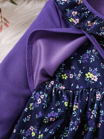 2pcs/Set Girls Countryside Style Chiffon Top And Ditsy Floral Dress 2pcs/Set Girls Countryside Style Chiffon Top And Ditsy Floral Dress