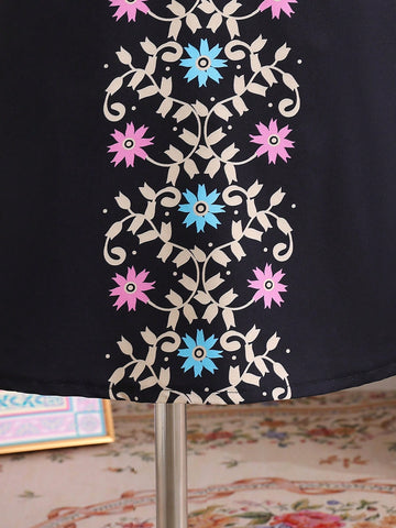 2pcs/Set Young Girls Ramadan Outfit - Traditional Pattern Long Sleeve Dress 2pcs/Set Young Girls Ramadan Outfit - Traditional Pattern Long Sleeve Dress